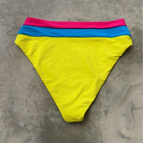 New! Beach Riot Heidi Retro Bright Color Block Ribbed Bikini Bottom 24872 - Picture 7 of 8